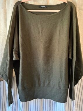 BTFBM Women's Olive Green Scoop Neck Sweater